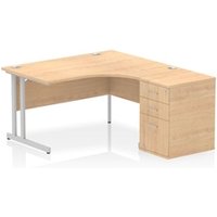 Impulse 1400 RH Crescent Desk Cantilever Maple/Silver 600 Desk Hi Ped