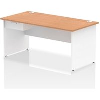 Impulse 1600 x 800mm Straight Office Desk Oak Top White Panel End Leg