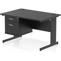 Impulse 1200x800 Desk Black/Black Cable Managed Leg 2 Dr Fixed Ped