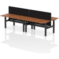Air B2B 1600x800 Adjustable 4P Bench Desk Scallop Walnut/Black +Screen