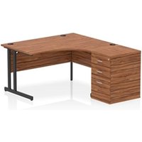 Impulse 1400 RH Crescent Desk Cantilever Walnut/Black 600 Desk Hi Ped