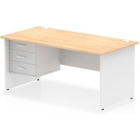 Impulse 1600x800 Desk Maple/White Panel End Leg 1x3 Drawer Fixed Ped