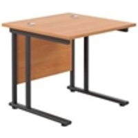 800x800 Twin Upright Rectangular Desk Beech