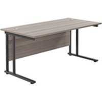 1600x800 Twin Upright Rectangular Desk Grey Oak