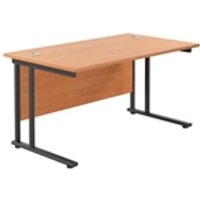 1400x800 Twin Upright Rectangular Desk Beech