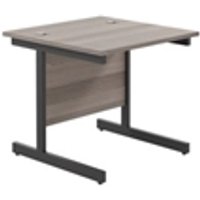 800x800 Single Upright Rectangular Desk Grey Oak