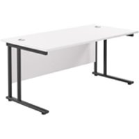 1800x800 Twin Upright Rectangular Desk White