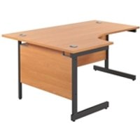 1800X1200 Single Upright Left Hand Radial Desk Beech