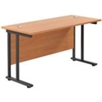 1400x600 Twin Upright Rectangular Desk Beech