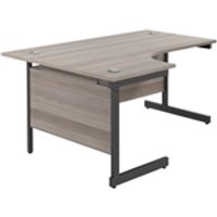 1800X1200 Single Upright Left Hand Radial Desk Grey Oak
