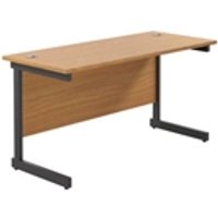 1400x600 Single Upright Rectangular Desk Nova Oak