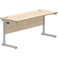 Rectangular Desk Steel Single Cantilever 1600X600 Oak Silver