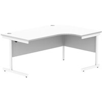 Office Right Hand Corner Desk With Steel Single Upright Cantilever Frame | 1600X1200 | Arctic White/White