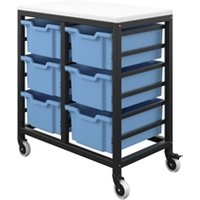 Titan Storage Unit w Tray Drawers 6 Deep Drawers White Black