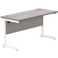 Office Rectangular Desk With Steel Single Upright Cantilever Frame | 1400X600 | Alaskan Grey Oak/White