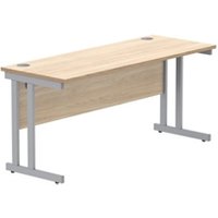 Rectangular Desk Steel Double Cantilever 1600X600 Oak Silver