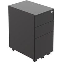TC Office Steel Pedestal Slimline 3 Drawer - Black