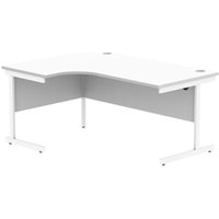 Office Left Hand Corner Desk With Steel Single Upright Cantilever Frame | 1600X1200 | Arctic White/White