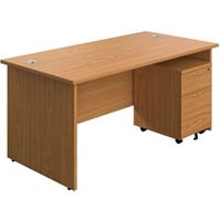 1800X800 Panel Rectangular Desk Nova Oak + 2 Drawer Ped