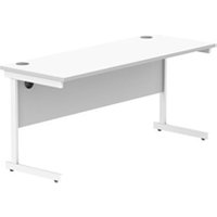 Office Rectangular Desk With Steel Single Upright Cantilever Frame | 1600X600 | Arctic White/White