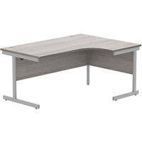 Office Right Hand Corner Desk With Steel Single Upright Cantilever Frame | 1600X1200 | Alaskan Grey Oak/Silver