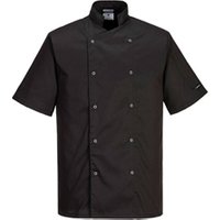 Portwest Cumbria Chefs Jacket SS S Blk POW17707