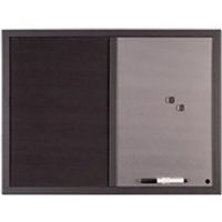 Bi-Office Black Shadow Fabric Silver Finish Board Black Frame 60x45cm