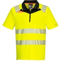 Portwest DX4 Hi Vis Zip Polo Shirt SS M YellowBlk POW36495
