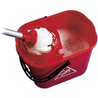 2Work Plastic Mop Bucket With Wringer 15 Litre Red CNT00684 CNT00684