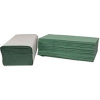 2Work 1-Ply V-Fold Hand Towels Green 12 x 300 Sheets (Pack of 3600)
