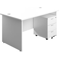 1400X800 Panel Rectangular Desk + 3 Drawer Ped