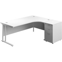 1800X1200 Twin Right Hand Radial Desk + Desk High Ped