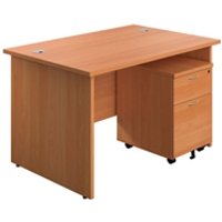 1200X800 Panel Rectangular Desk Beech + 2 Drawer Ped
