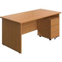 1600X800 Panel Rectangular Desk Nova Oak + 3 Drawer Ped