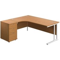 1800X1200 Twin Left Hand Radial Desk Nova Oak + Desk High Ped