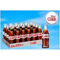 Coca Cola Diet Iconic GLASS Bottles 24 x 330ml NWT7189