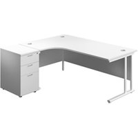 1800X1200 Twin Left Hand Radial Desk + Desk High Ped