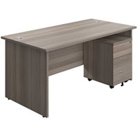1600X800 Panel Rectangular Desk Oak + 3 Drawer Ped