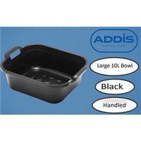 Addis Large Rectangular 10 Litre Washing Up Bowl with Handles, Black,
