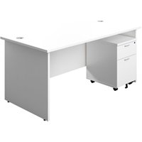 1600X800 Panel Rectangular Desk White + 2 Drawer Ped