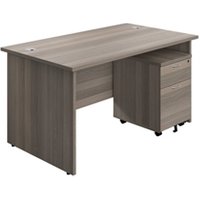 1400X800 Panel Rectangular Desk Oak + 2 Drawer Ped