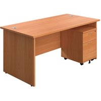 1600X800 Panel Rectangular Desk Beech + 2 Drawer Ped