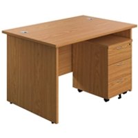 1200X800 Panel Rectangular Desk Nova Oak + 3 Drawer Ped