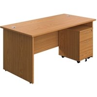 1600X800 Panel Rectangular Desk Nova Oak + 2 Drawer Ped