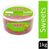 Haribo Giant Strawberries 1kg Drum NWT4479