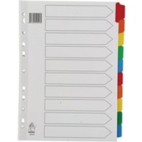 A4 Mylar Divider 10-Part White with Assorted Tabs WX01526 WX01526