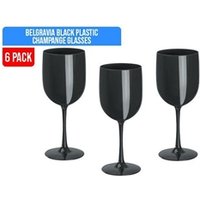Belgravia Large Black Plastic Champagne Wine Glasses Pack 6s 480ml