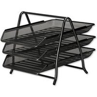 Office Mesh Letter Tray 3 Tier Scratch Resistant Stackable Front Load