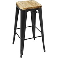 Bolero Bistro High Stools with Wooden Seat Pad Black (4 pack)