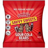 Savvy Sweets Sour Cola Bears 50g (12 Pack) Savvy Sweets Sour Cola Bears 50g (12 Pack)